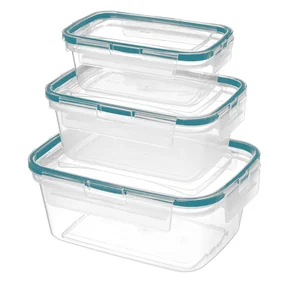 DELTA Комплект контейнеров для продуктов герметичных прямоугольных 0,35 л + 0,75 л + 1,3 л с защелками (бесцветный) 221104518/02