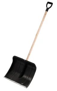 Mallony Лопата снег. пласт.500х375 (в сборе с оц. планкой, дер. чер. и V-пл.ручкой), Вьюга№2 183777-SK