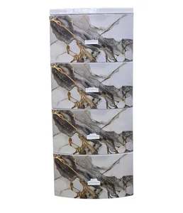 РОССПЛАСТ Комод СЕРЫЙ МРАМОР 4 секции белый Декор (моно с рис) РП-451