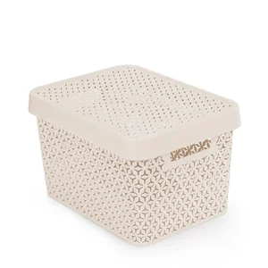 АЛЬТЕРНАТИВА Корзина с крышкой 17л Элемент М9020 БЕЖЕВЫЙ