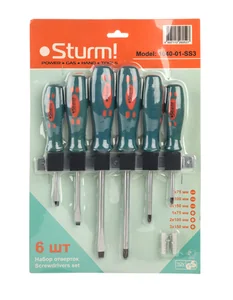 Sturm Набор отверток 6шт, ХРОМОВАНАДИЕВАЯ СТАЛЬ + НАСТЕННЫЙ ДЕРЖАТЕЛЬ, 1040-01-SS3