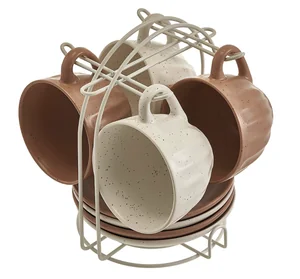 ROSARIO Чайный набор 8 предметов (240 мл) Ф11-060К/8 Latte на металлической подставке