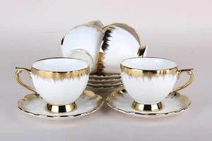 КОРАЛЛ Набор чайный 12 пр. 230 мл. Белое золото GC47-D2