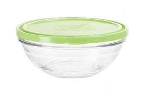 Duralex Салатник FRESHBOX 1590мл 20.5см круглый с зелёной крышкой 9118AM06A1111