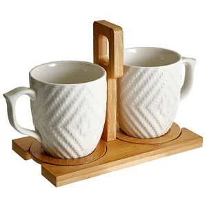 ALPENKOK Набор из 2 кружек (360 мл) на бамбуковой подставке AK5-0020