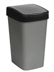DELTA Ведро для мусора с подвижной крышкой Tandem 20 л (серый металлик/черный) 842058