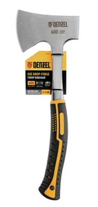 Denzel Топор цельнометаллический, 600 г, двухкомпонентная обрезиненная рукоятка, изогнутый хват 21513