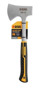 Denzel Топор цельнометаллический, 600 г, двухкомпонентная обрезиненная рукоятка, прямой хват 21510