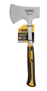Denzel Топор цельнометаллический, 800 г, двухкомпонентная обрезиненная рукоятка, прямой хват 21511