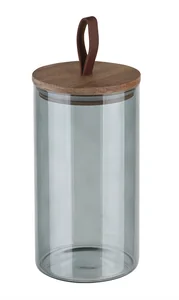 LEONORD Банка для сыпучих продуктов Albero Di Marmo, цветное стекло, с крышкой из мраморного дерева