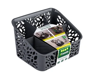 ПОЛИМЕРБЫТ Органайзер настольный Leaves 81415 серый