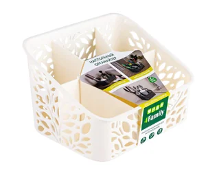 ПОЛИМЕРБЫТ Органайзер настольный Leaves 81417 молочный