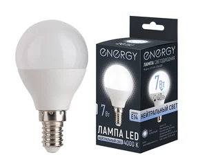 Energy Лампа светодиодная LED G45-7-E14-4000. (40Вт/7Вт) 109316-SK