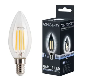 Energy Лампа светодиодная LED С35F-7-E14-4000. (60Вт/7Вт) 109297-SK