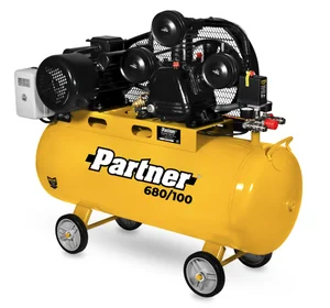 Partner Компрессор 680/100 (680л/мин, 3кВт, 4л.с., 220В, 10атм, ресивер 100л, ф поршня 65мм*3)