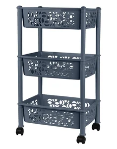 Delta Этажерка Keeplex Light на колесиках трехсекционная прямоугольная 37х29х69 см KL282812026 космический серый