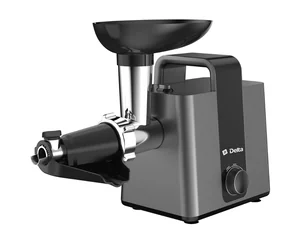 DELTA Мясорубка электрическая 2000 Вт DELTA DL-6108M серая с черным + насадка для томата