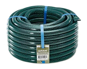 DELTA Шланг поливочный ВОЕННЫЙ 3/4 дюйма, 50 м, армированный, 3-х слойный, черно-зеленый