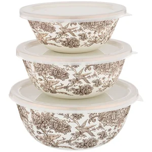 Lefard Набор мисок Agness эмалирован. с пластик.крышками, серия ROYAL GARDEN 6пр. 14/16/18см, 0,6/0,9/1,3л 950-097