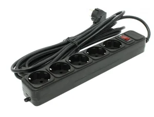 ExeGate Сетевой фильтр SP-5-5B EX221188RUS черный (5 евророзетки с заземлением, 5м, защита от перегрузки, выключатель с подсветкой)