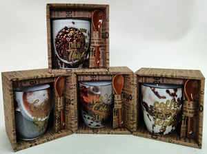 КерамСтрой Кружка 340мл. с ложкой Жизнь с кофе R03H/4815