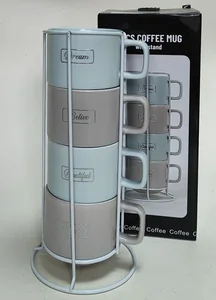 КерамСтрой Набор кружек на металлической подставке (4 шт) 250 мл Элитный вкус R649/4655МС