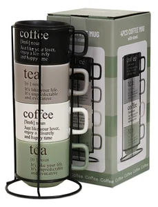 КерамСтрой Набор кружек на металлической подставке (4 шт) 250 мл Настроение вкуса R649/4600