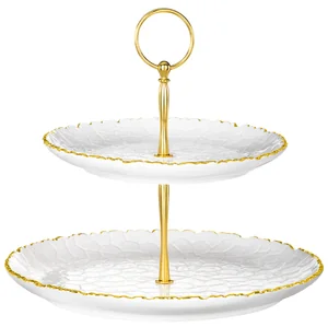 Lefard Блюдо 2-х ярусное CHARM 19*2,5 см/26*2,5 см (с золотой линией) 779-358