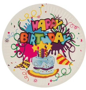 Mallony Набор бумажных тарелок Happy Birthday 18 см, 6 шт. 007148-SK