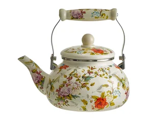 METALLONI Чайник 2,5 л эмалированный с керамической ручкой EM-1342 Цветы