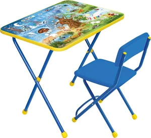 НИКА Комплект детской складной мебели Хочу все знать КП2/7 голубой