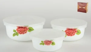 КОРАЛЛ Набор салатников 3пр. Красная роза HDW-3B