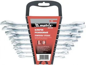 Matrix Набор ключей рожковых 6-22 мм 8 шт., CrV, хромированные 15276