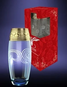 ГУСЬ ХРУСТАЛЬНЫЙ Ваза  Греческий узор 260мм. GE03-3966