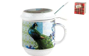 КОРАЛЛ Кружка для заваривания 325мл. Павлин  M-018W