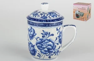 КОРАЛЛ Кружка для заваривания 300мл.  Синие цветы TFC-A3973