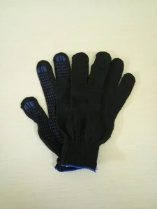 Перчатки хб 4нити 10 класс 116текс черные с пвх точка хб4-ЧТ