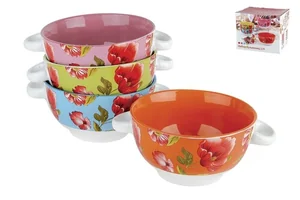 КОРАЛЛ Набор бульонниц Красный цветок 4пр. ST1298/D1560