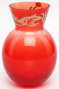 BOHEMIA Ваза Красная золотой узор 220мм. 82243/220/MD956