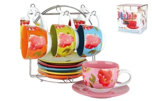 КОРАЛЛ Набор чайный 12пр. Красный цветок ST229/D1560