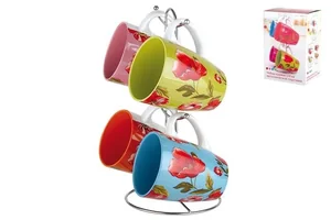 КОРАЛЛ Набор кружек 4пр. Красный цветок ST03/D1560