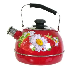 РУБИН Чайник 2,5л п/р бордовый Клубника с ромашкой ТМ04/25/01/05