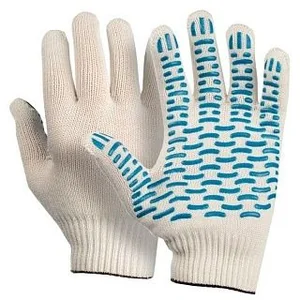 Перчатки х/б с 4нити 10 класс 100текс ЛАЙТ белые с пвх ТОЧКА хб4-БТ