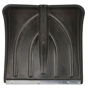 Лопата снеговая 385х380мм пластмассовая (оцинкованная планка) (3 №6) с дер. черенком и V-обр. ручкой