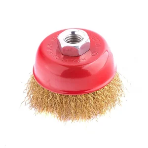 Matrix Щетка для УШМ, 100 мм, М14, чашка, латунированная витая проволока 74605