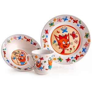 DELTA Набор посуды д/завтрака 3 пр. ТРИ КОТА. БАБОЧКИ КРС 821