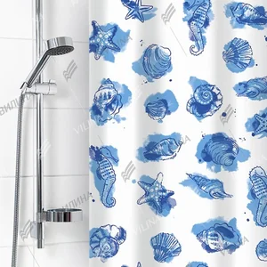 VILINA Занавес для ванной комнаты 180 x 180 см Посейдон 6984 голубой