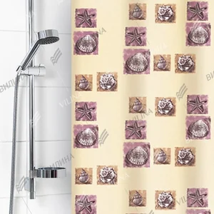 VILINA Занавес для ванной комнаты 180 x 180 см Ракушки 6984 бежевый