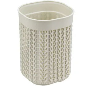 М-ПЛАСТИКА Стакан для зубных щёток Вязание М 2237 белый ротанг