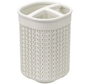 М-ПЛАСТИКА Подставка для зубных щеток Вязание М 2240 белый ротанг